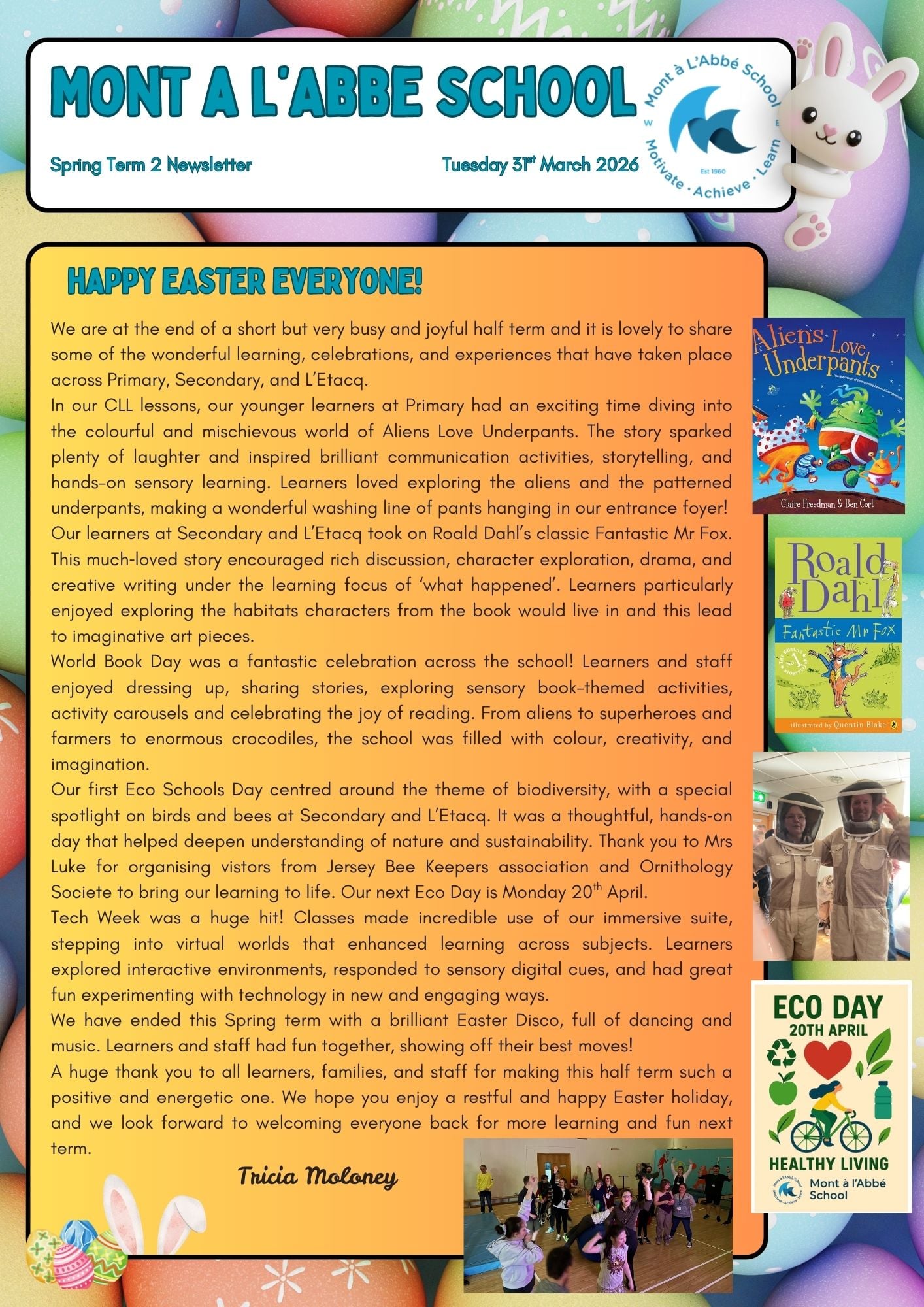 Mont a l'Abbe School Spring Term 2 Newsletter cover.
