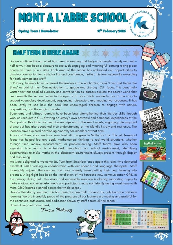 Mont A L'Abbe School Spring Newsletter cover